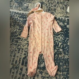Pink Printed Ribbed One-Piece for Kids